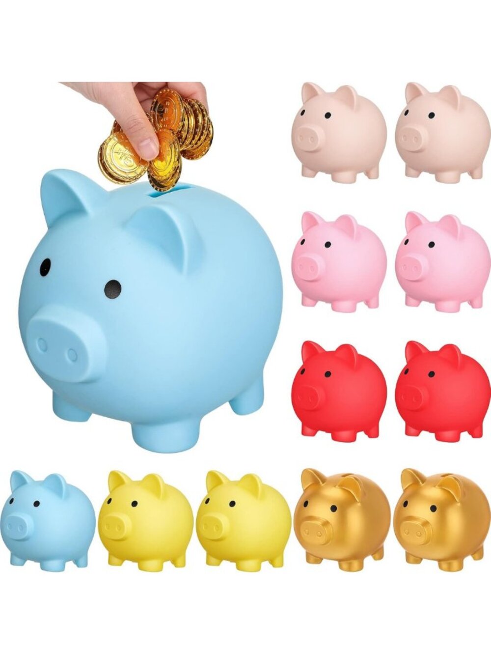 Colorful 12-Piece Plastic Piggy Bank Set | Fun Savings for Kids & Decor